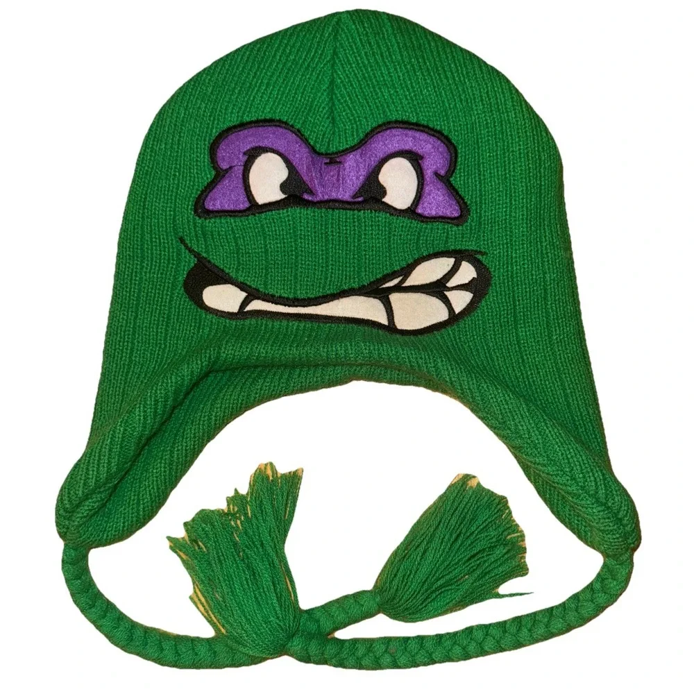 Nickelodeon TMNT Teenage Mutant Ninja Turtles Hat Tassels Reversible OSFM 2012